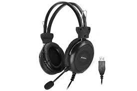 A4 Tech Headphones with Single Directional noise cancelling Mic./USB Black, Blister Packing