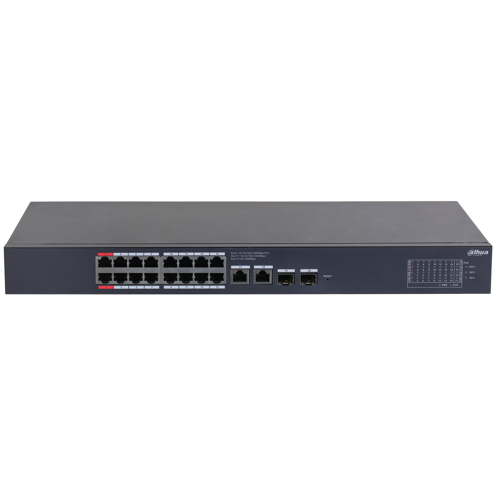 dahua gigabit switch 16 port+2