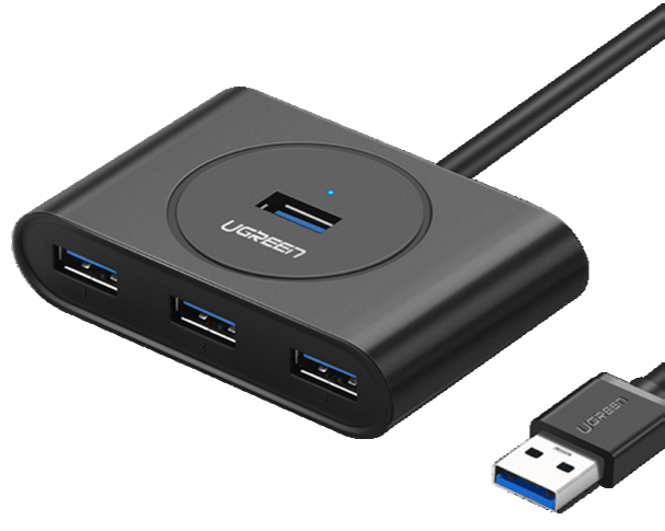 2.0 to 4-Port USB Hub  with Power Port 