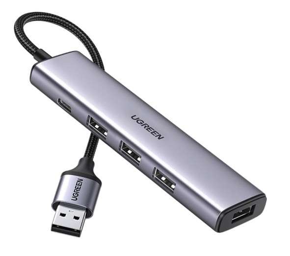3.0 to 4-Port USB Hub  with Power Port 